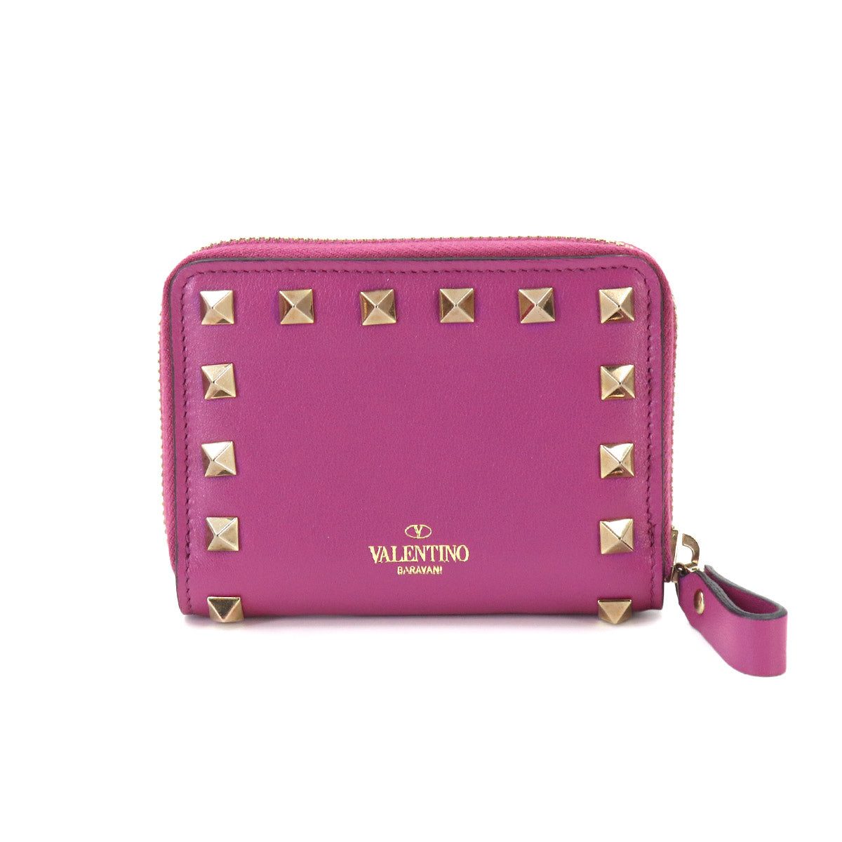Rock Studs Coin Case Purse Wallet Leather Purple