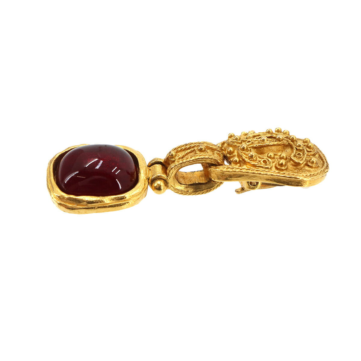 Gripoix Dangle Earrings Gold Bordeauxe Collar stone Vintage
