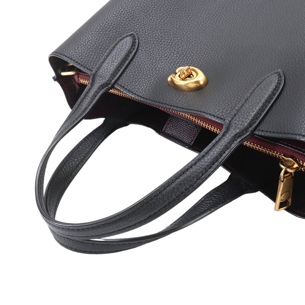 Willow Tote 24 2way Shoulder Bag Leather Black C8869 Purse
