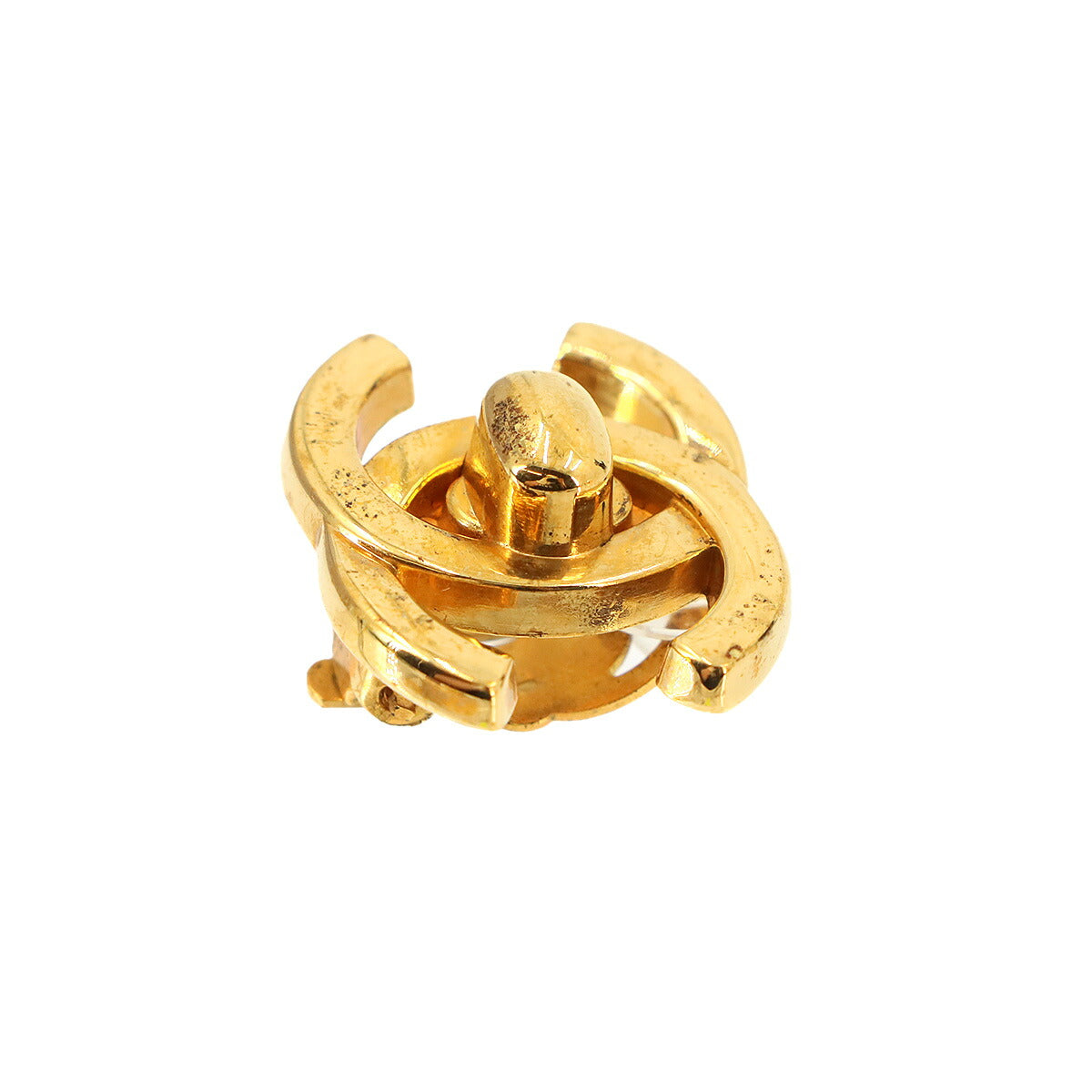 Turn Lock Coco Logos Earring Gold 96P Vintage