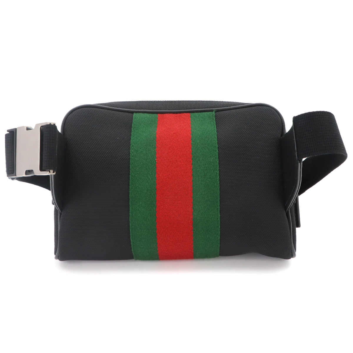 Web Stripe Belt Bag Crossbody Bag Canvas Leather Black 630919