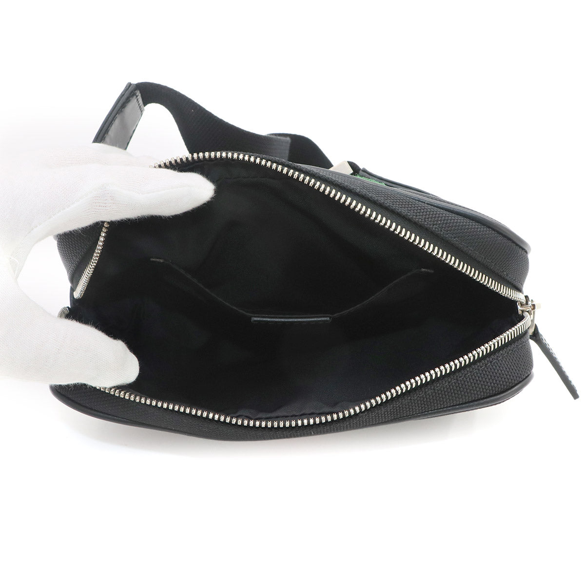Web Stripe Belt Bag Crossbody Bag Canvas Leather Black 630919