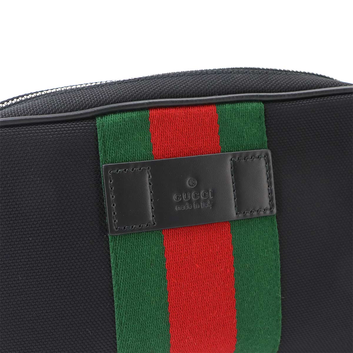 Web Stripe Belt Bag Crossbody Bag Canvas Leather Black 630919