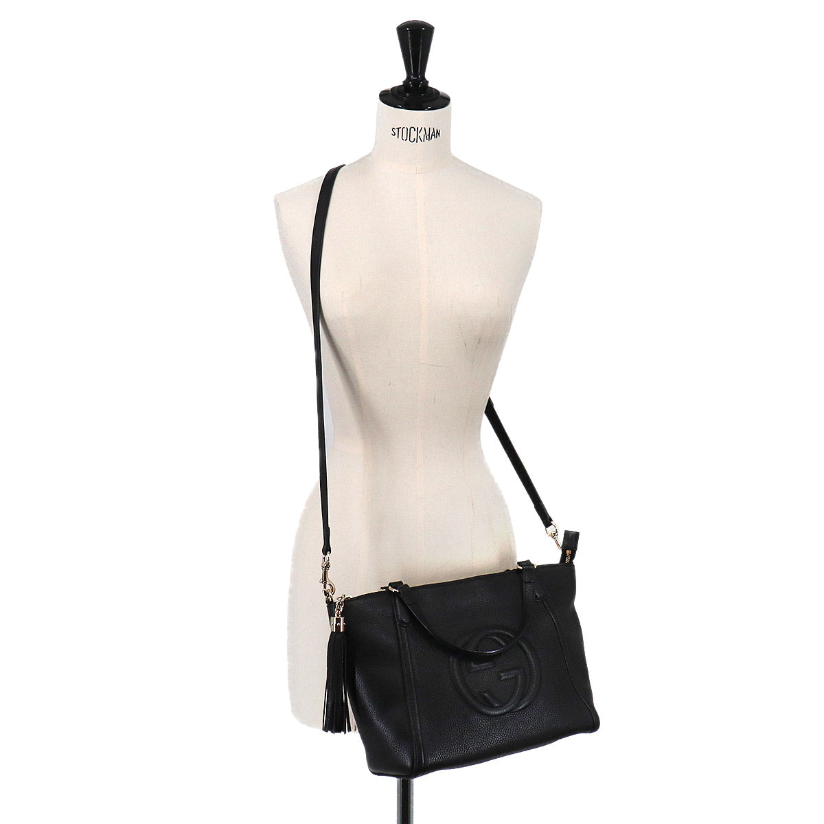 Soho Interlocking G Tote Shoulder Bag Leather Black 369176