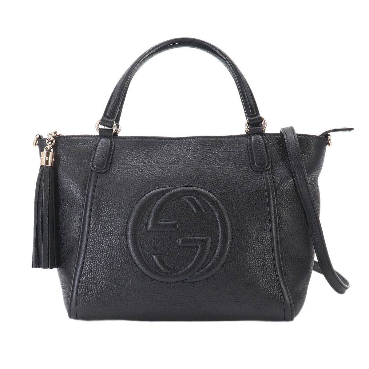 Soho Interlocking G Tote Shoulder Bag Leather Black 369176