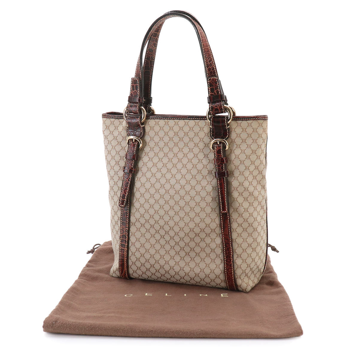 Macadam Tote Bag Canvas Leather Beige Brown Vintage