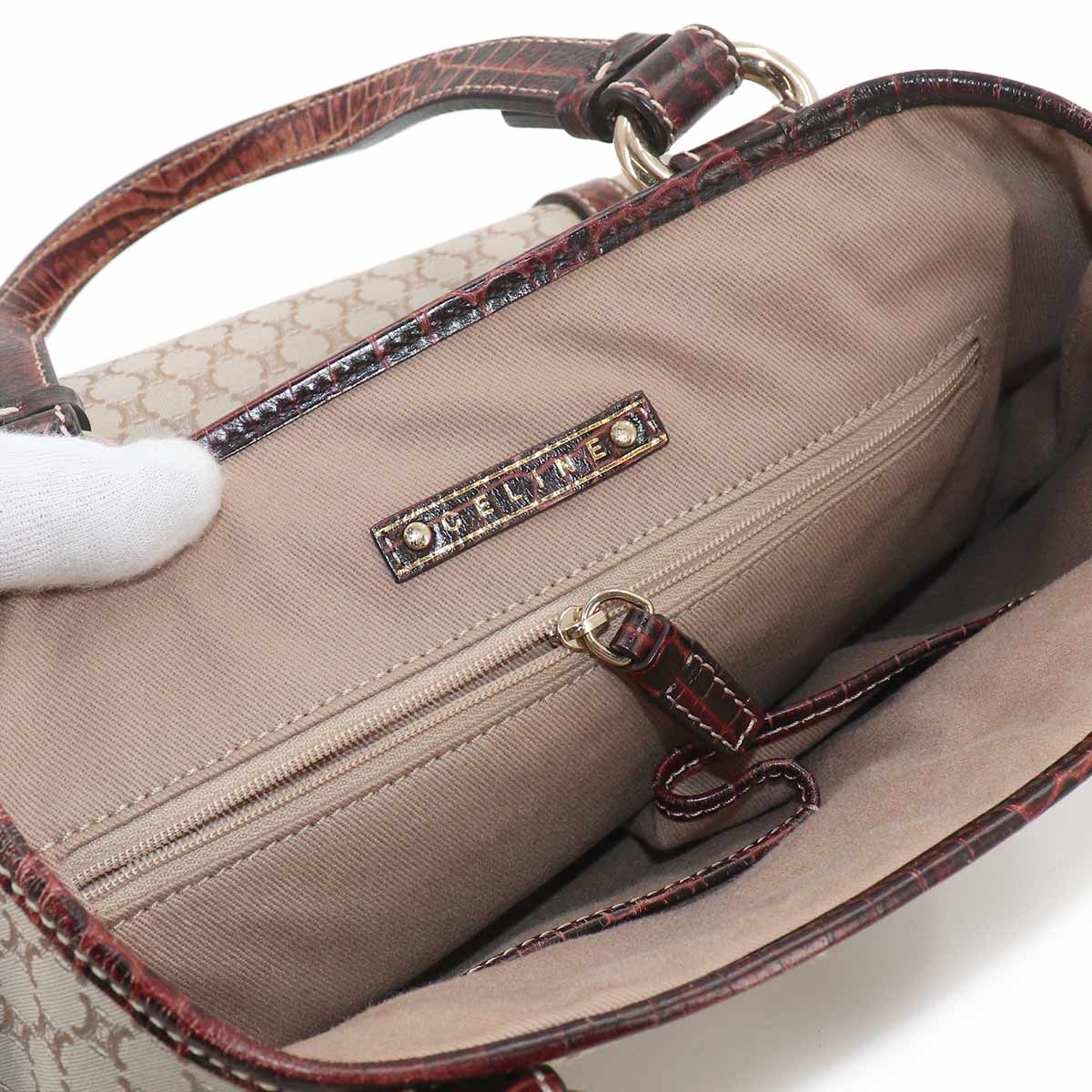 Macadam Tote Bag Canvas Leather Beige Brown Vintage