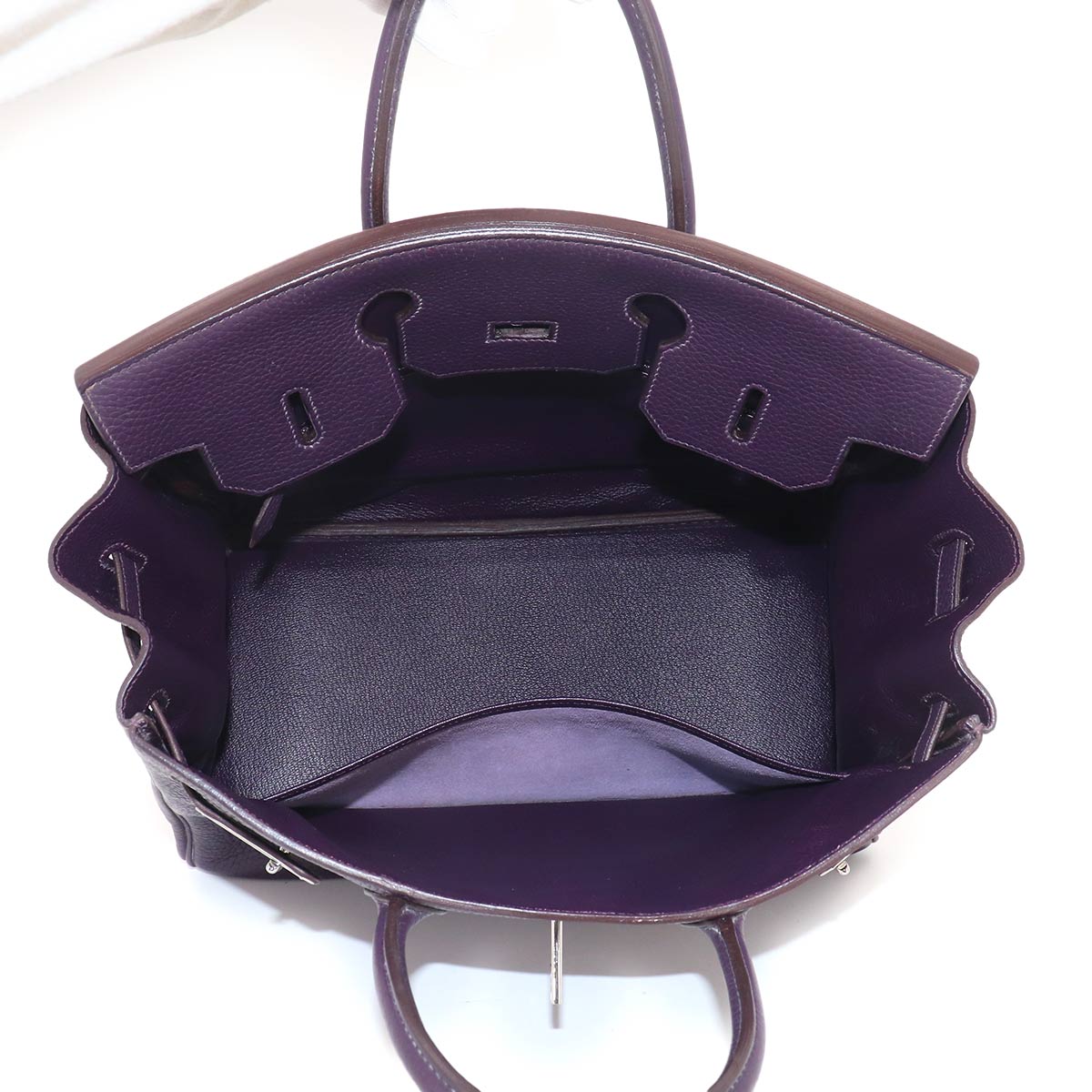 Haut a Courroies 32 Veau Togo Purple Hand Bag Vintage