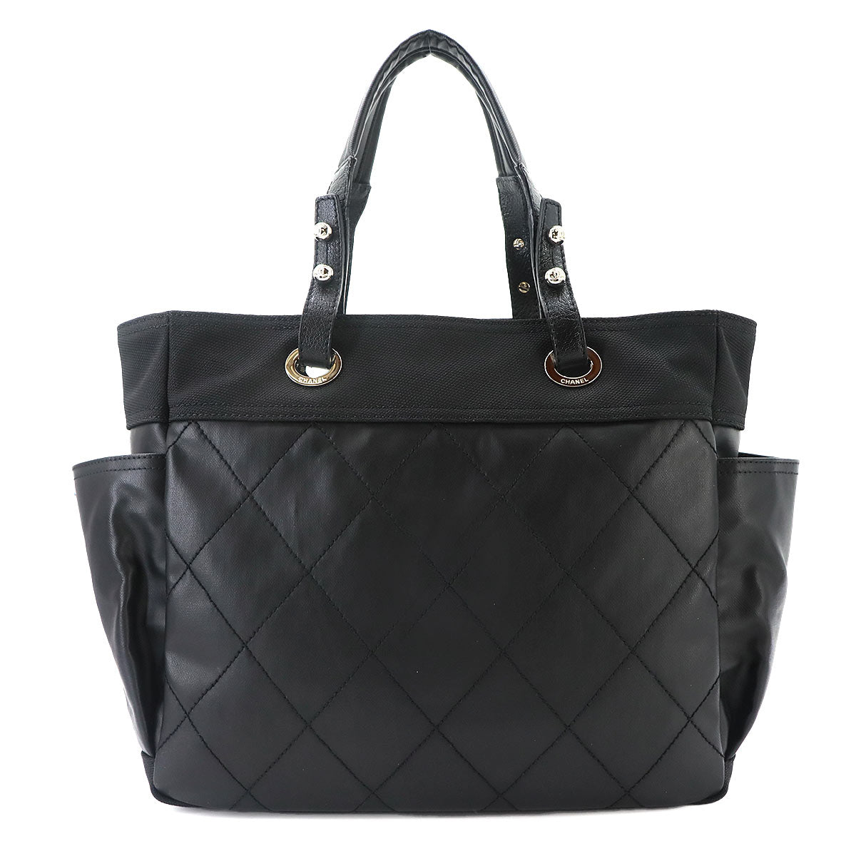 Paris Biarritz GM Tote Bag PVC Nylon Leather Black A34210 Purse