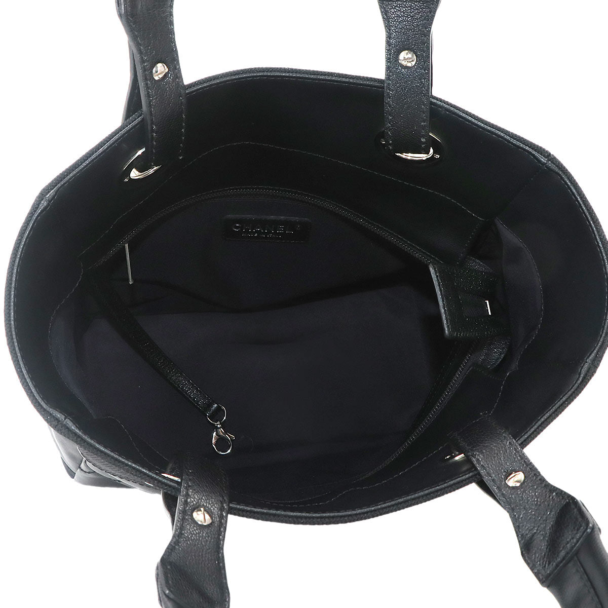 Paris Biarritz PM Tote Bag PVC Nylon Leather Black A34208 Purse