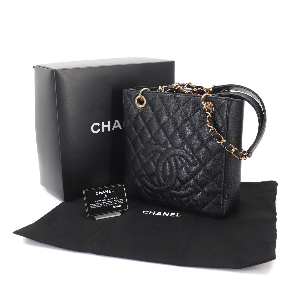 Matelasse PST Chain Tote Bag Leather Black A50994 Purse