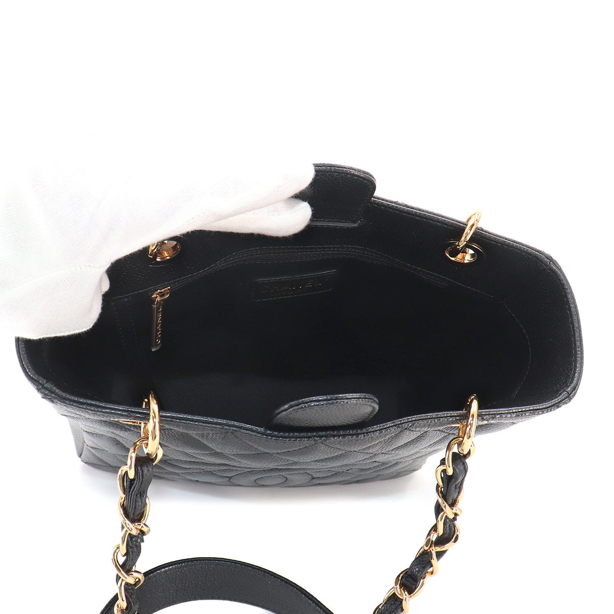 Matelasse PST Chain Tote Bag Leather Black A50994 Purse