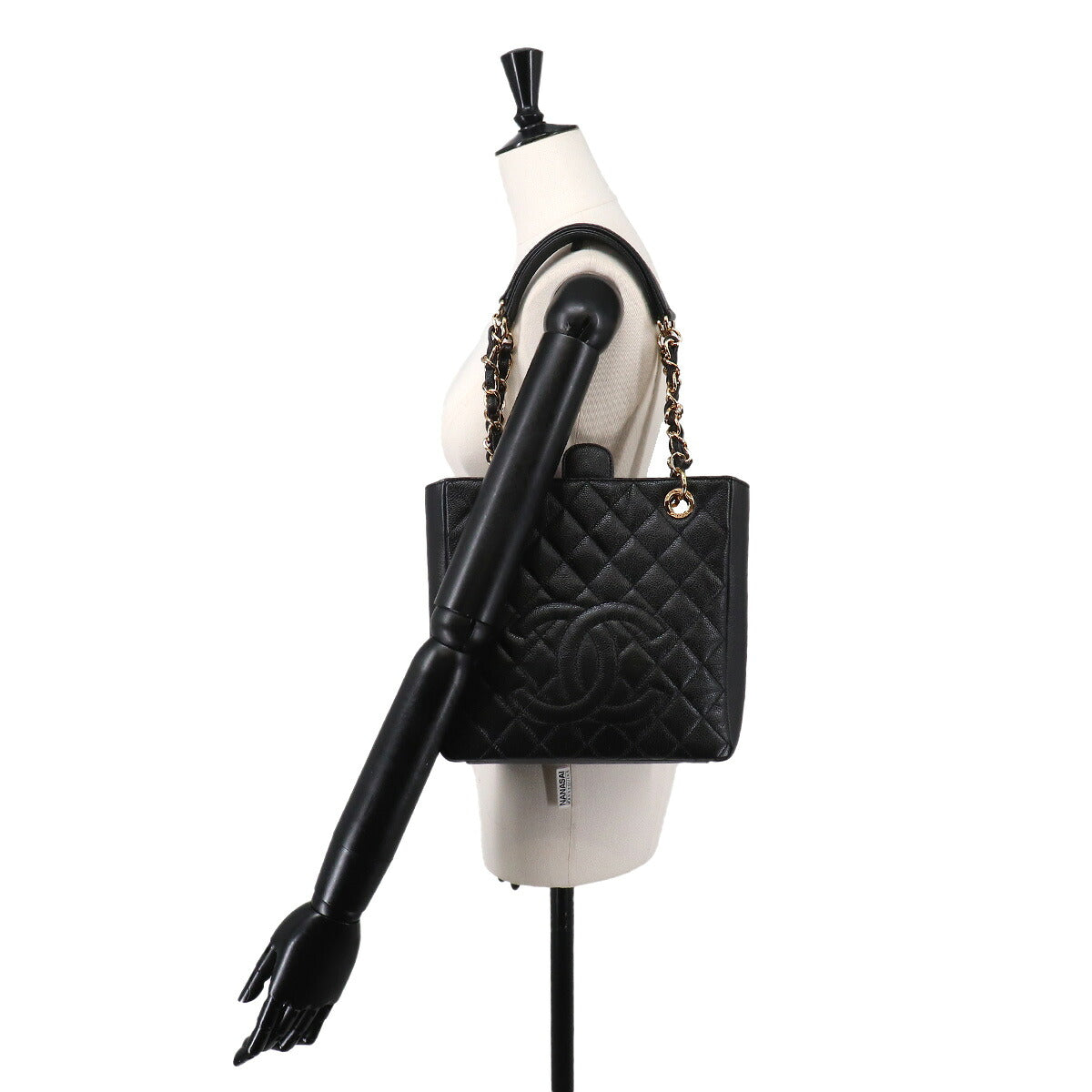 Matelasse PST Chain Tote Bag Leather Black A50994 Purse