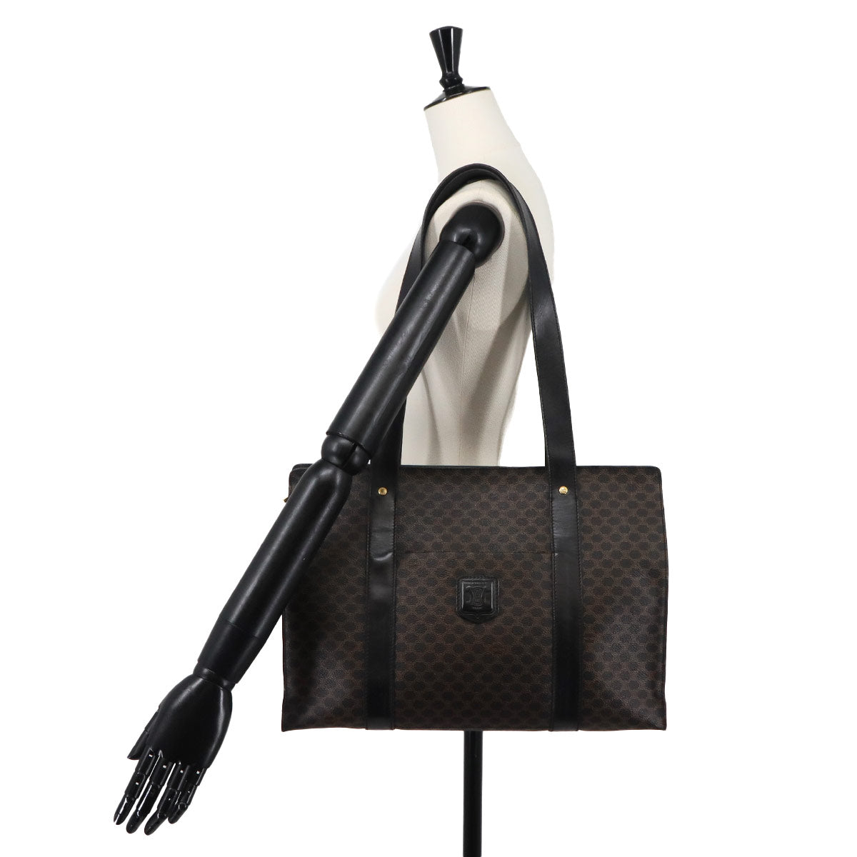 Macadam Tote Bag PVC Leather Black Brown Vintage Purse