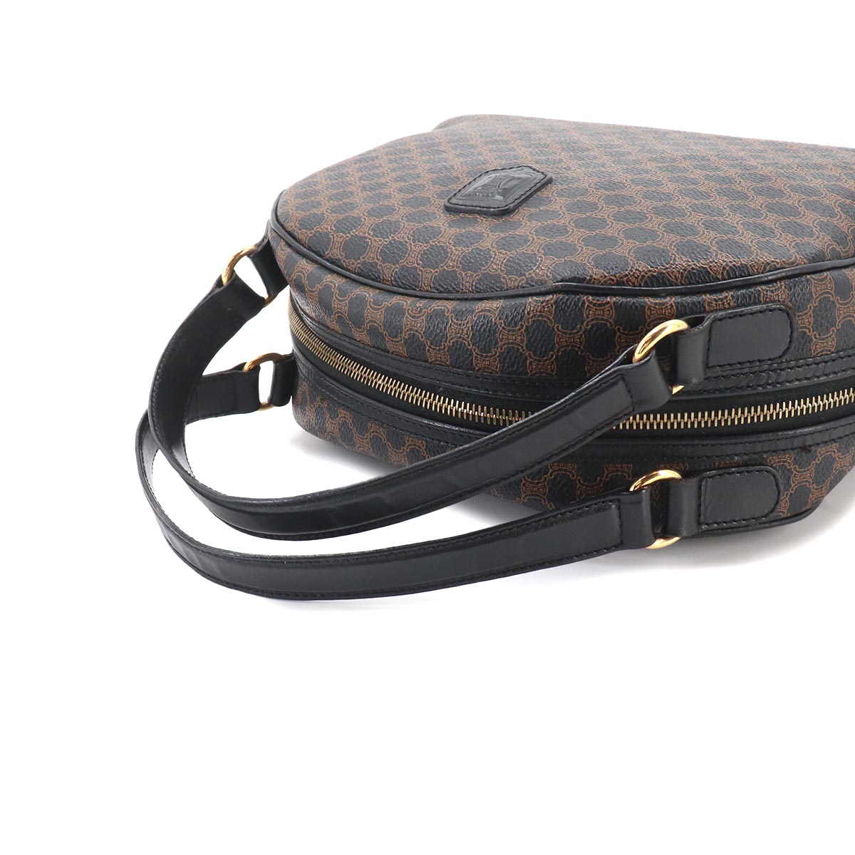 Macadam Hand Bag PVC Leather Black Brown Purse Vintage