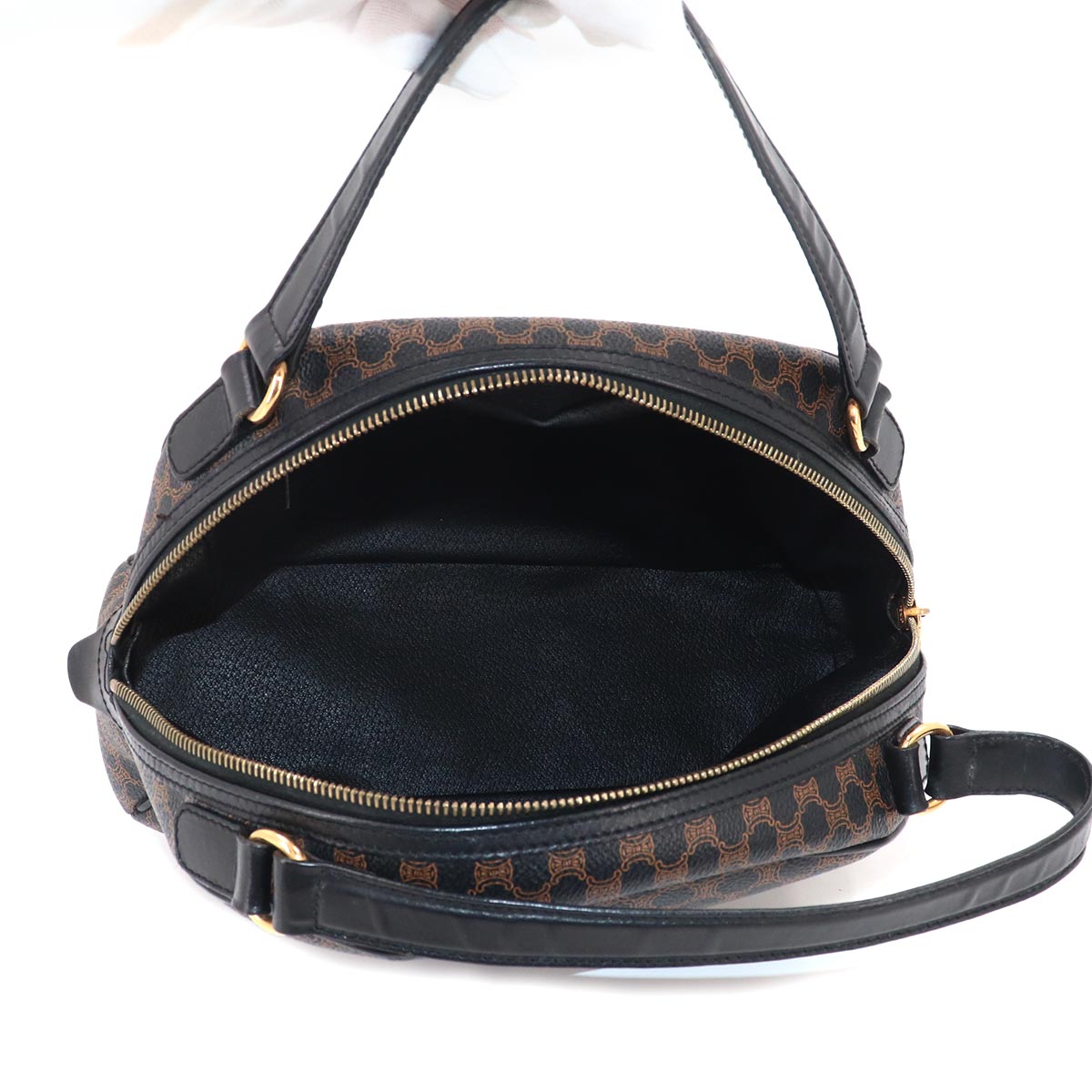 Macadam Hand Bag PVC Leather Black Brown Purse Vintage