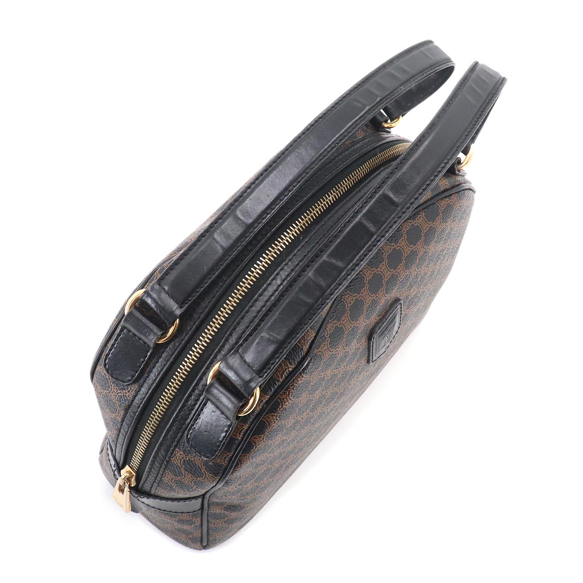 Macadam Hand Bag PVC Leather Black Brown Purse Vintage