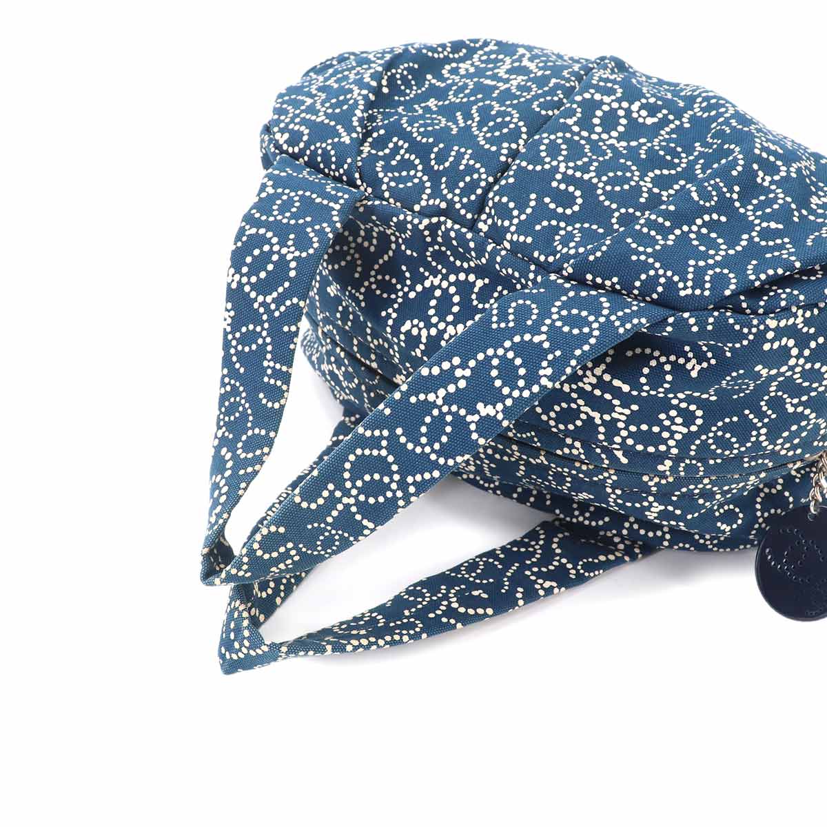 Hand Bag Canvas Navy No5 Dots Logos Vintage Purse