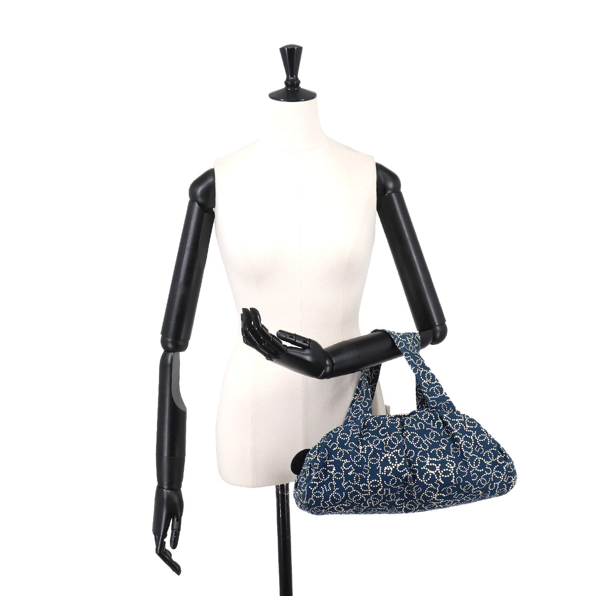 Hand Bag Canvas Navy No5 Dots Logos Vintage Purse