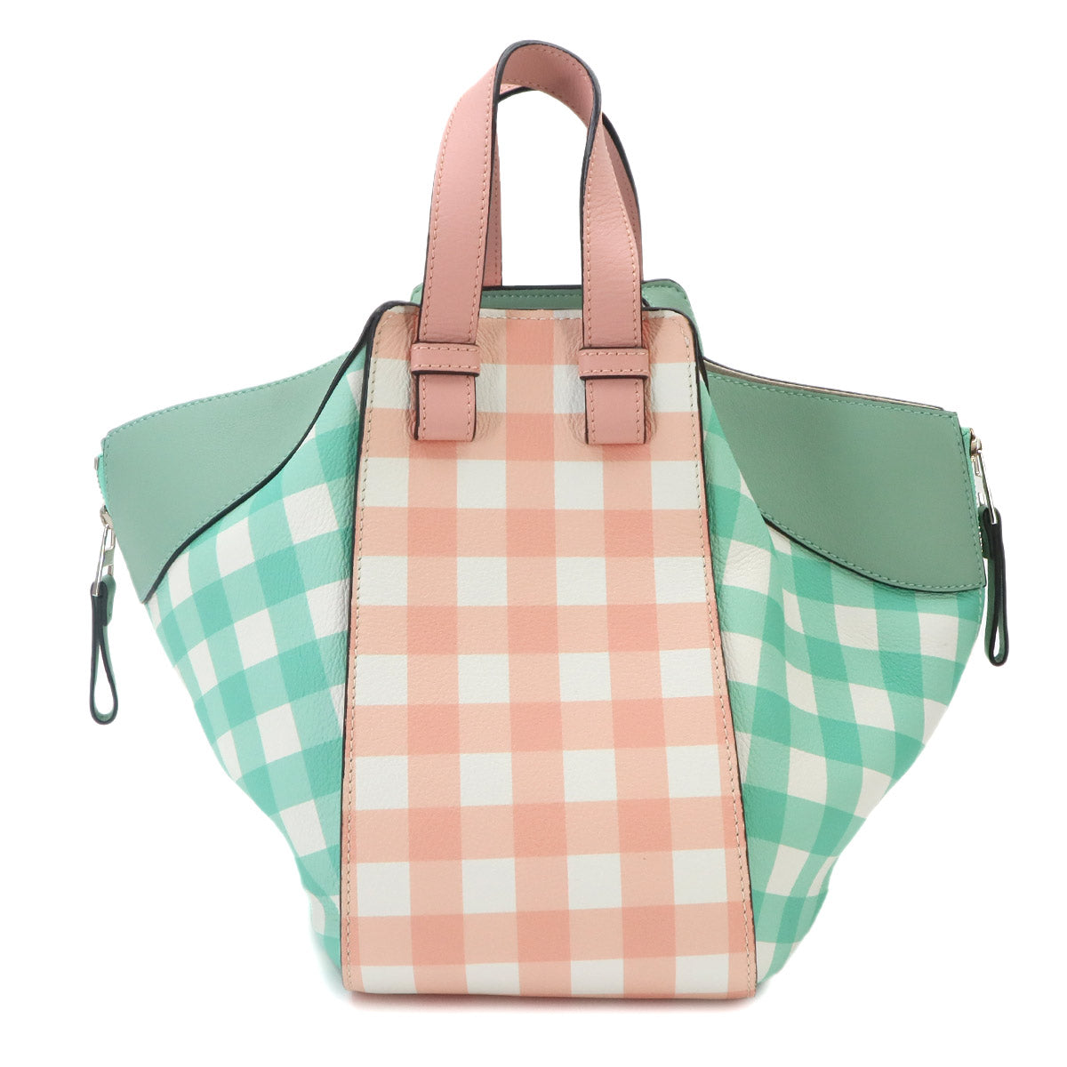 Hammock Small Gingham 2way Hand bag Bag Leather Pink Green