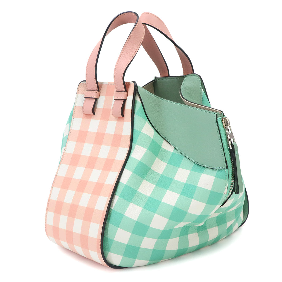 Hammock Small Gingham 2way Hand bag Bag Leather Pink Green