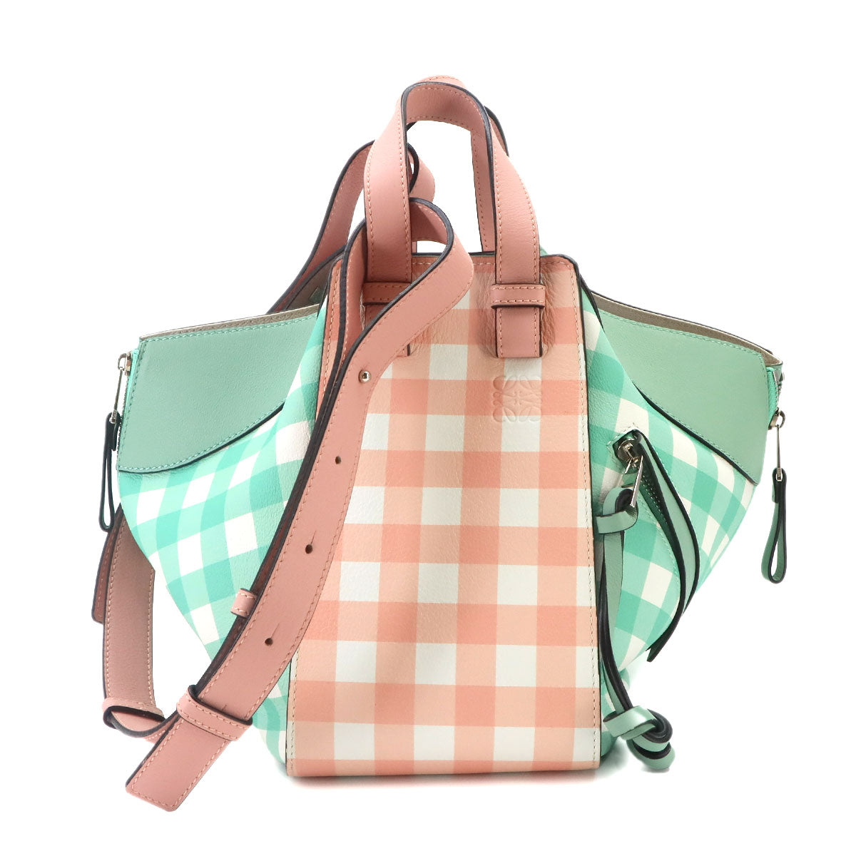 Hammock Small Gingham 2way Hand bag Bag Leather Pink Green