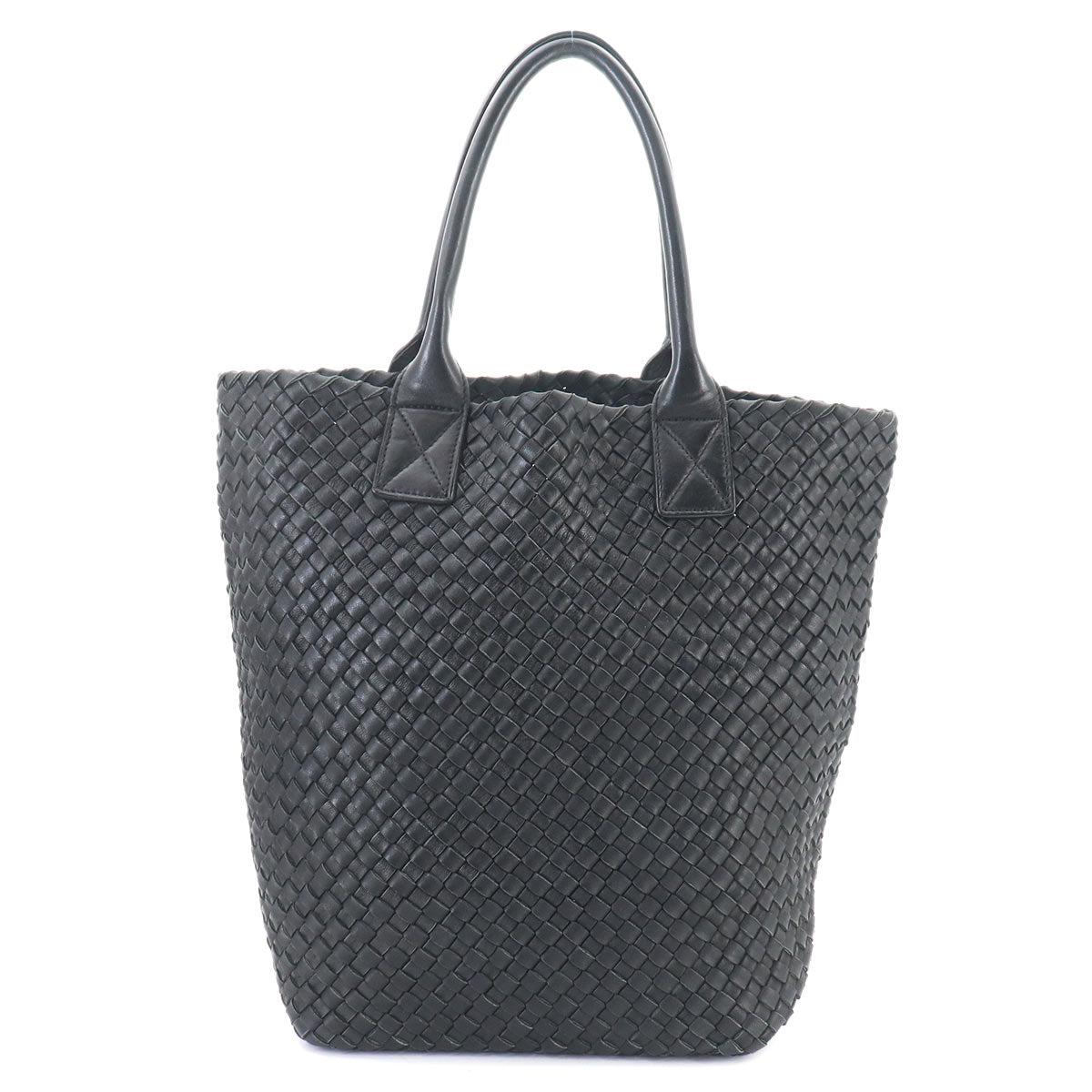 Intrecciato Cabas Tote Bag Leather Black Pouch Purse