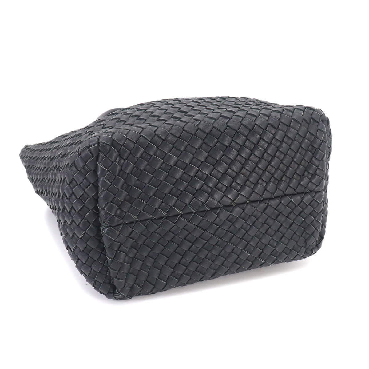 Intrecciato Cabas Tote Bag Leather Black Pouch Purse