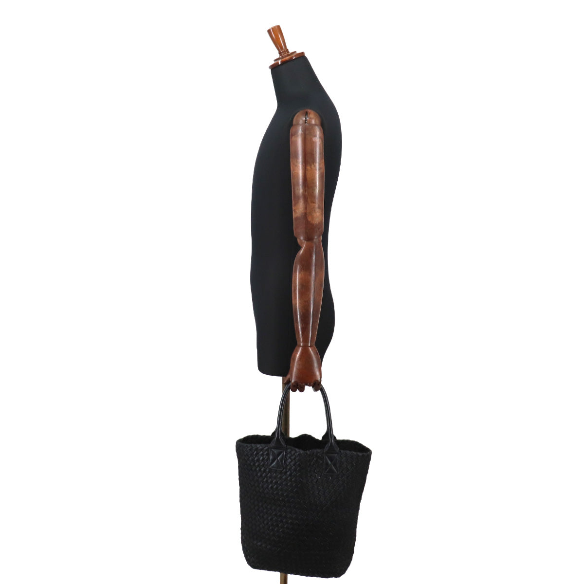 Intrecciato Cabas Tote Bag Leather Black Pouch Purse