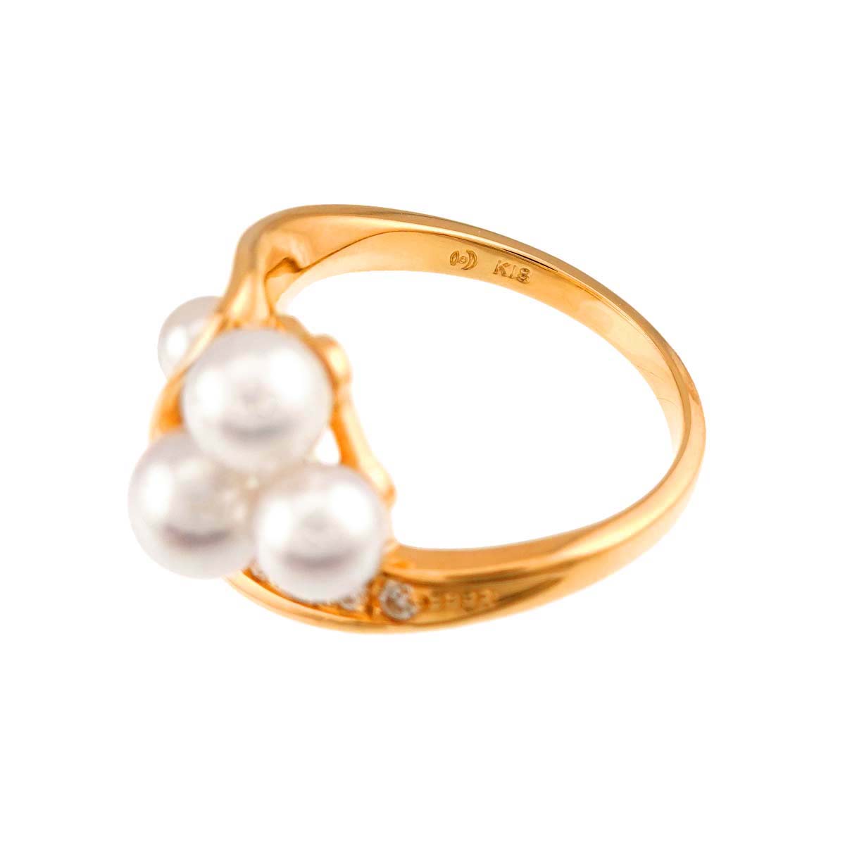 Akoya Pearl Diamond 0.11ct Ring 18K PG 750 Size5.75-6(US)