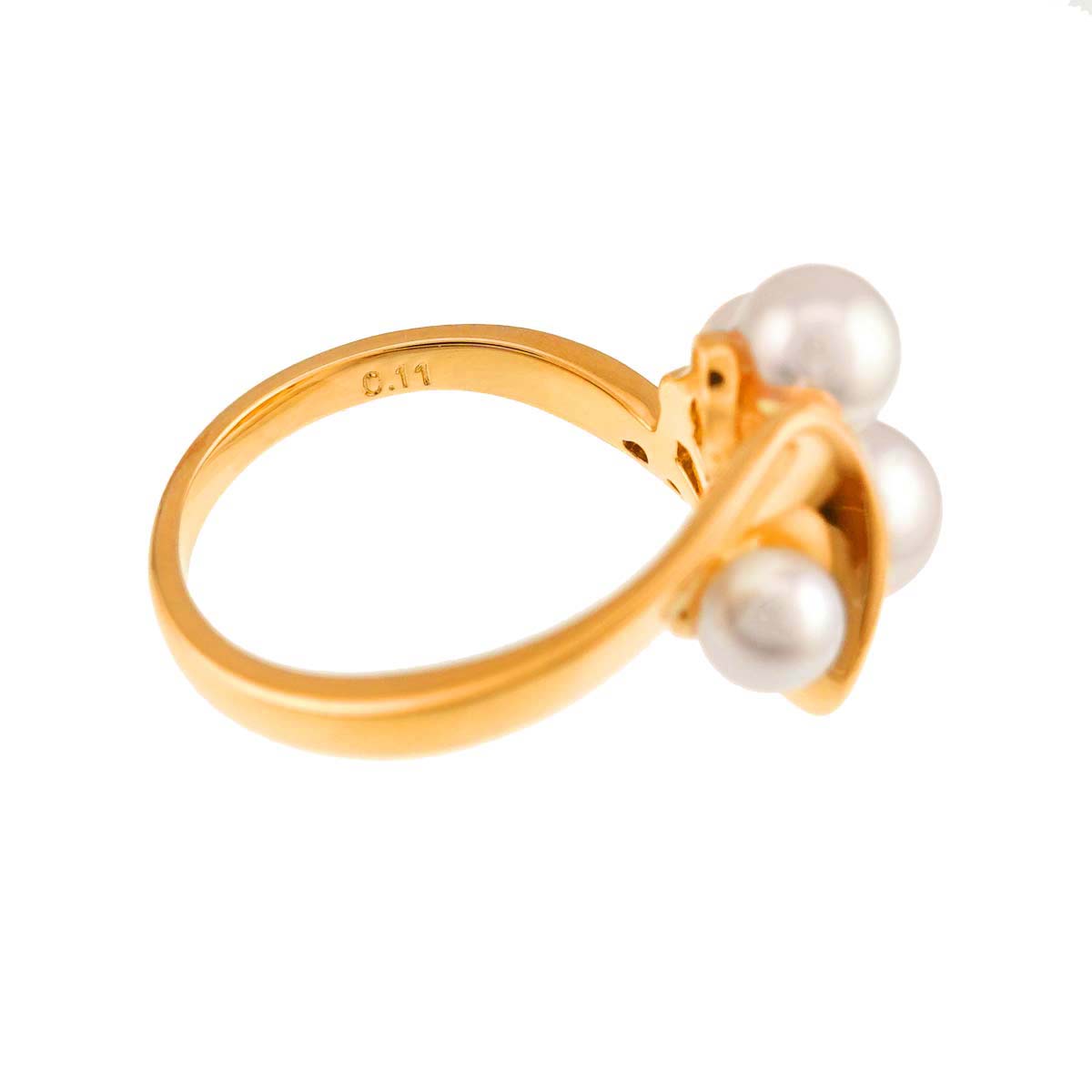 Akoya Pearl Diamond 0.11ct Ring 18K PG 750 Size5.75-6(US)