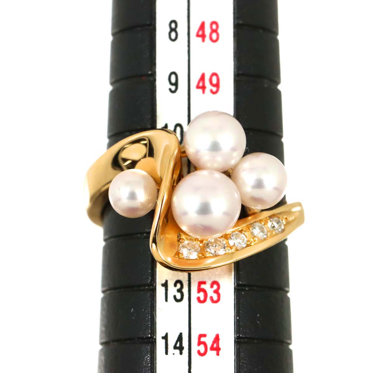 Akoya Pearl Diamond 0.11ct Ring 18K PG 750 Size5.75-6(US)