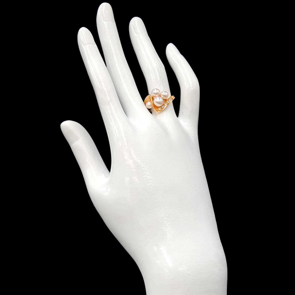 Akoya Pearl Diamond 0.11ct Ring 18K PG 750 Size5.75-6(US)