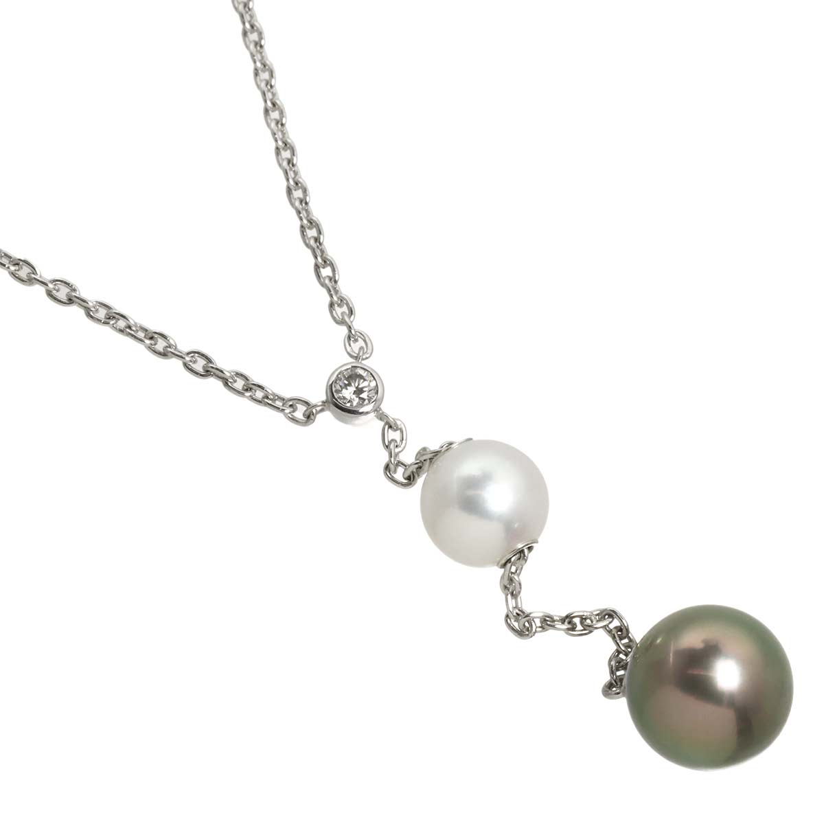 South Sea pearl Akoya Pearl Diamond Necklace 18K WG 750