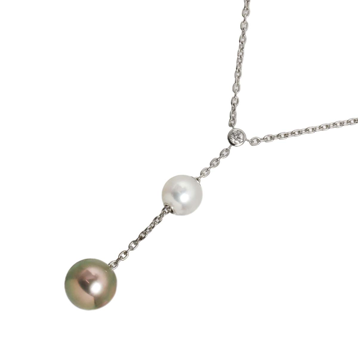 South Sea pearl Akoya Pearl Diamond Necklace 18K WG 750