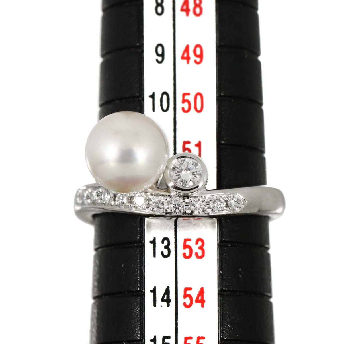 Akoya Pearl 7.6mm Diamond 0.21ct Ring Pt size6(US)