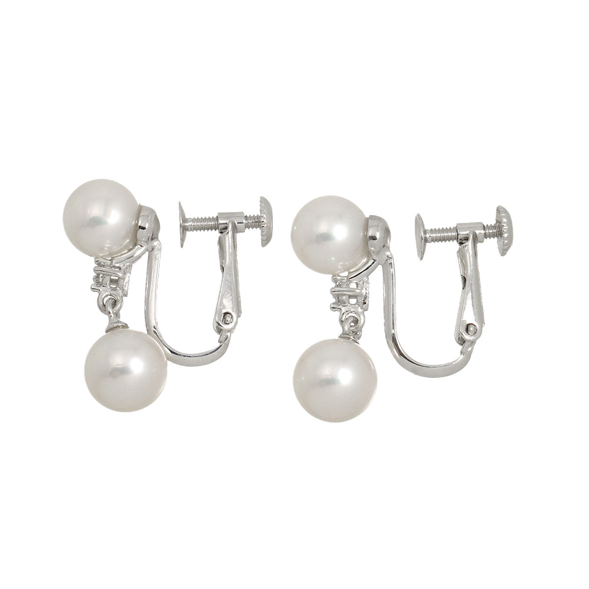 Akoya Pearl Diamond 0.02/0.02ct Earrings Clip on 14K WG 585