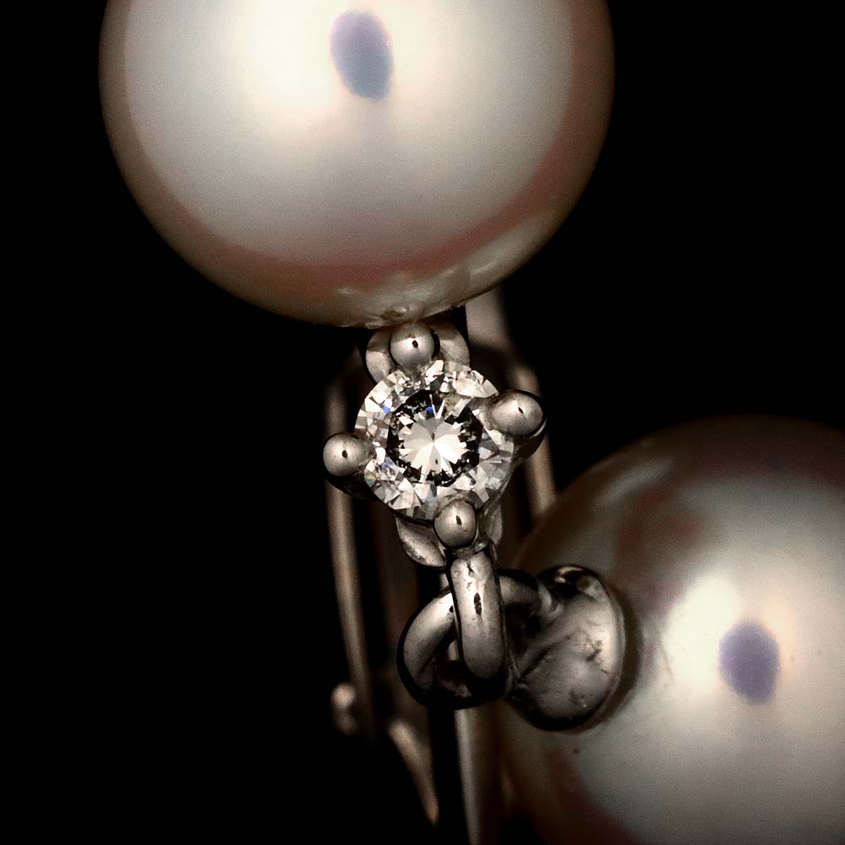 Akoya Pearl Diamond 0.02/0.02ct Earrings Clip on 14K WG 585