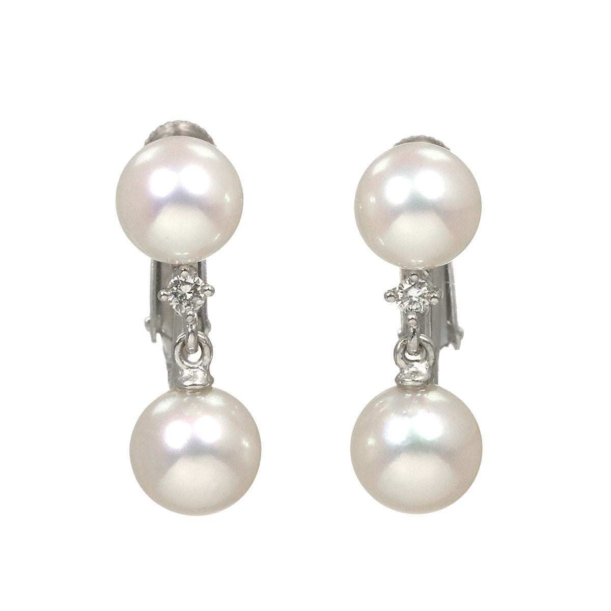 Akoya Pearl Diamond 0.02/0.02ct Earrings Clip on 14K WG 585