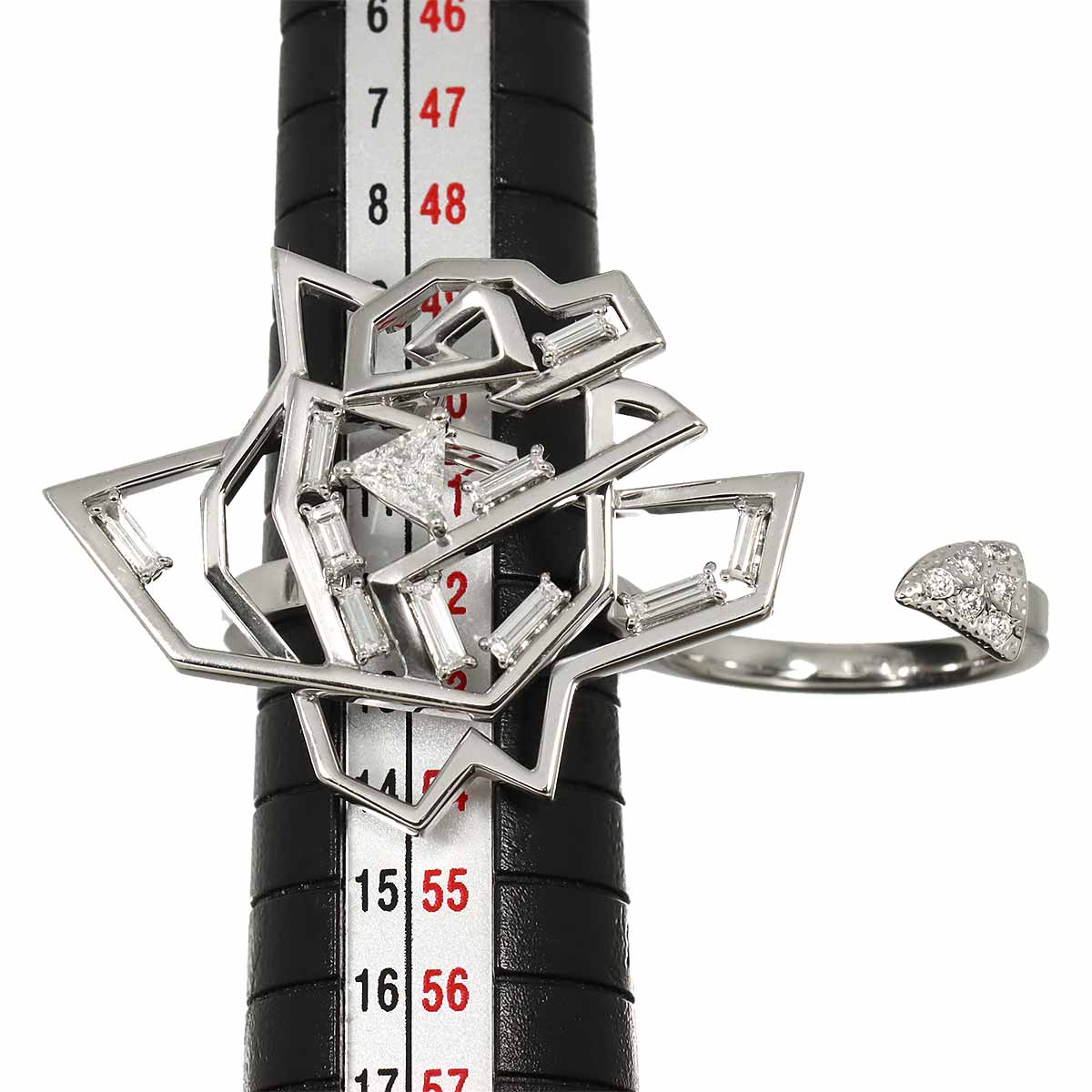 Diamond 0.57ct Ring 18K White Gold 750 Size5.5-5.75(US)