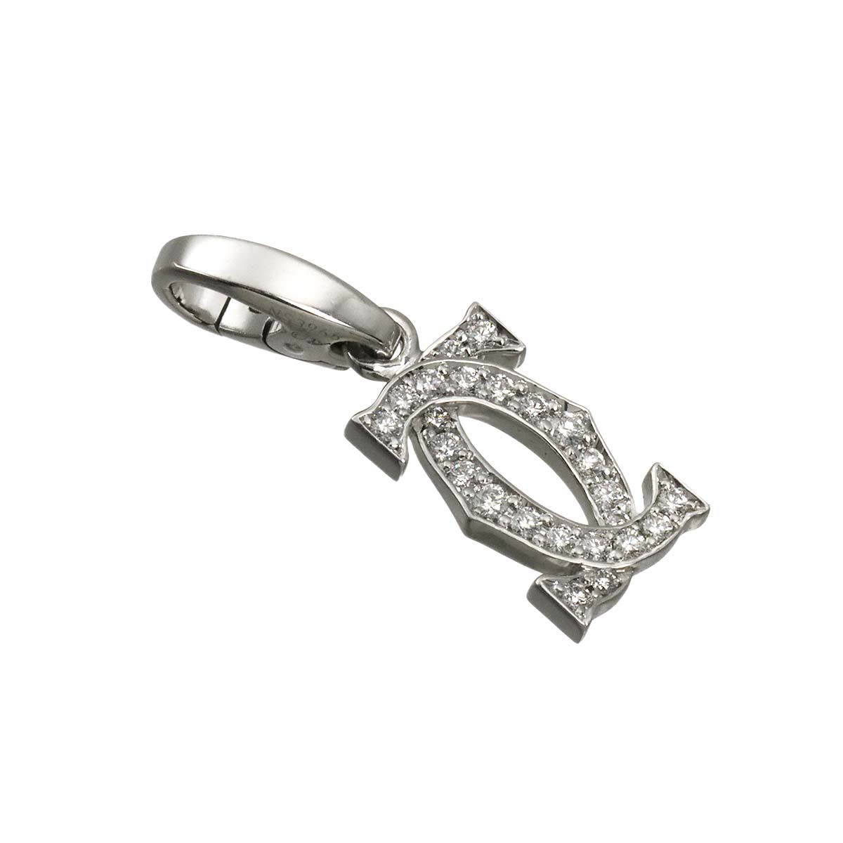 2C Diamond Charm Pendant Top 18K White Gold 750