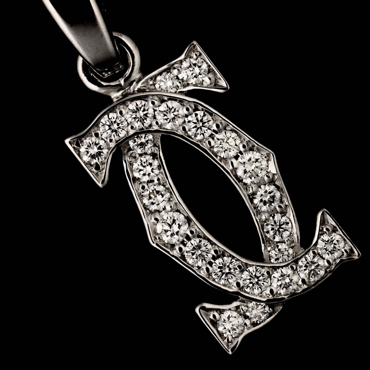 2C Diamond Charm Pendant Top 18K White Gold 750