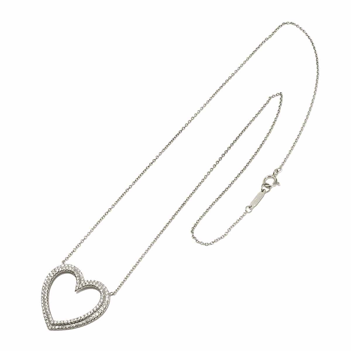 Metro Heart Pave Diamond Necklace Platinum