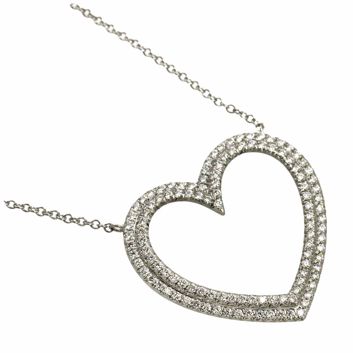 Metro Heart Pave Diamond Necklace Platinum
