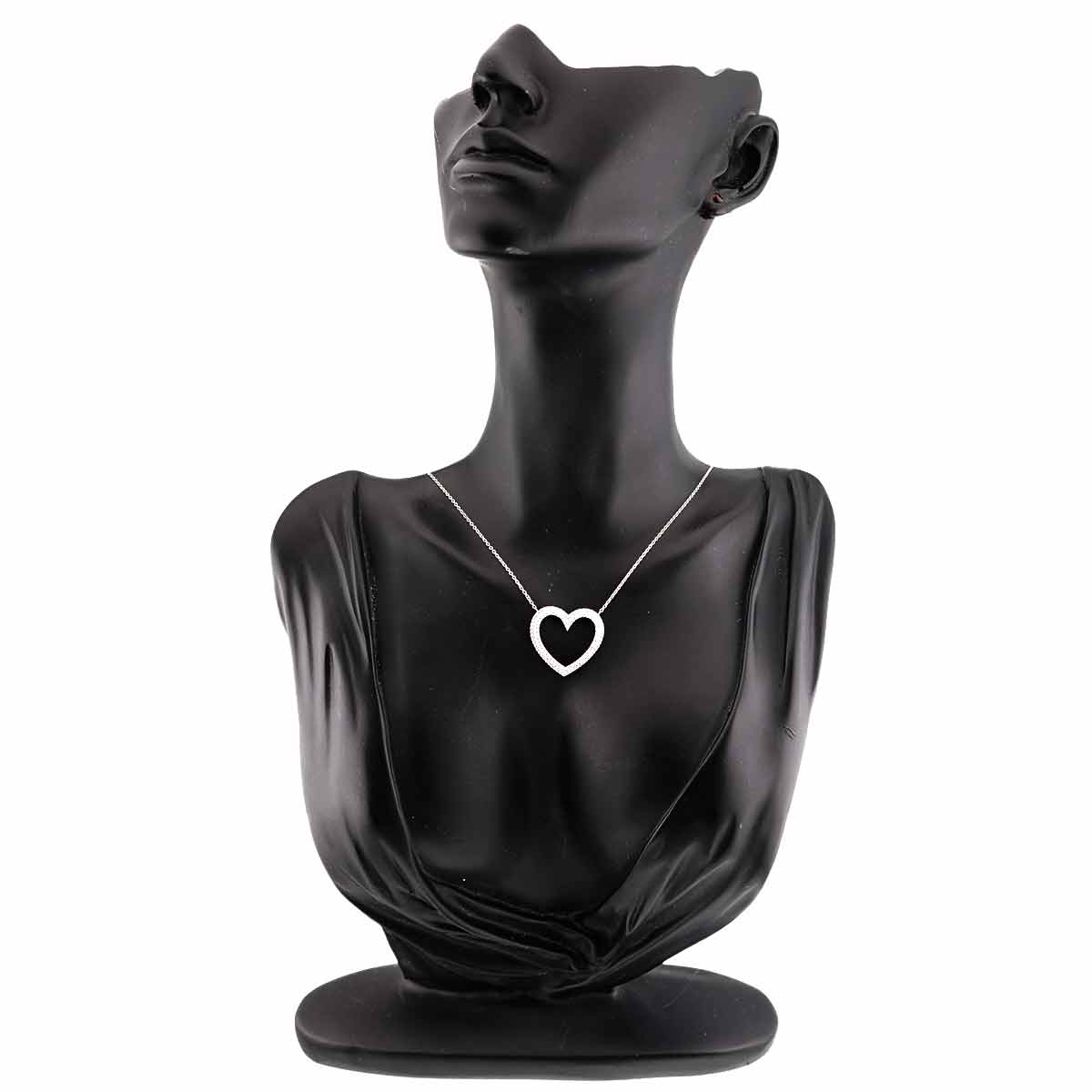 Metro Heart Pave Diamond Necklace Platinum
