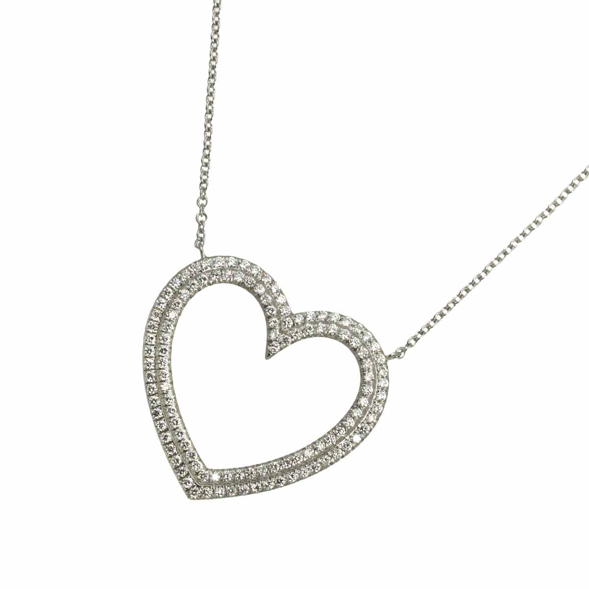 Metro Heart Pave Diamond Necklace Platinum