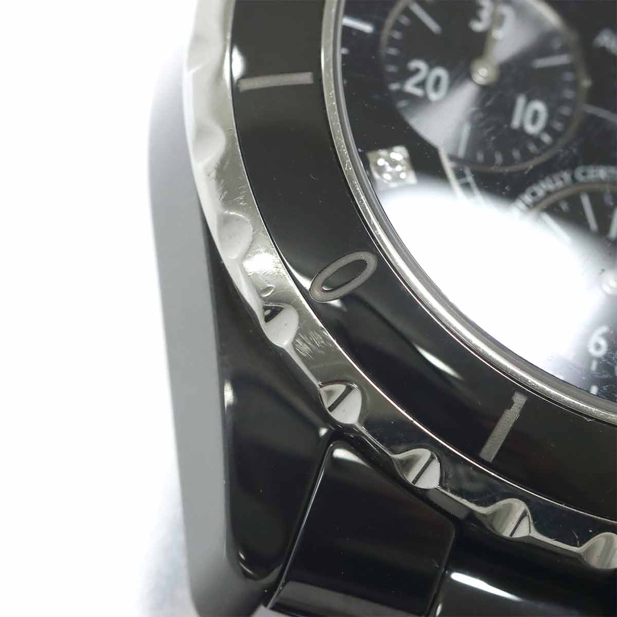 J12 Chronograph H2419 9P Diamond Date Black Dial Mens Watch