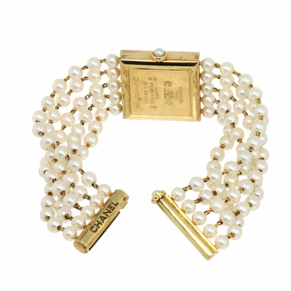 Mademoiselle Pearl Bracelet H0007 750 YG White Dial Ladies