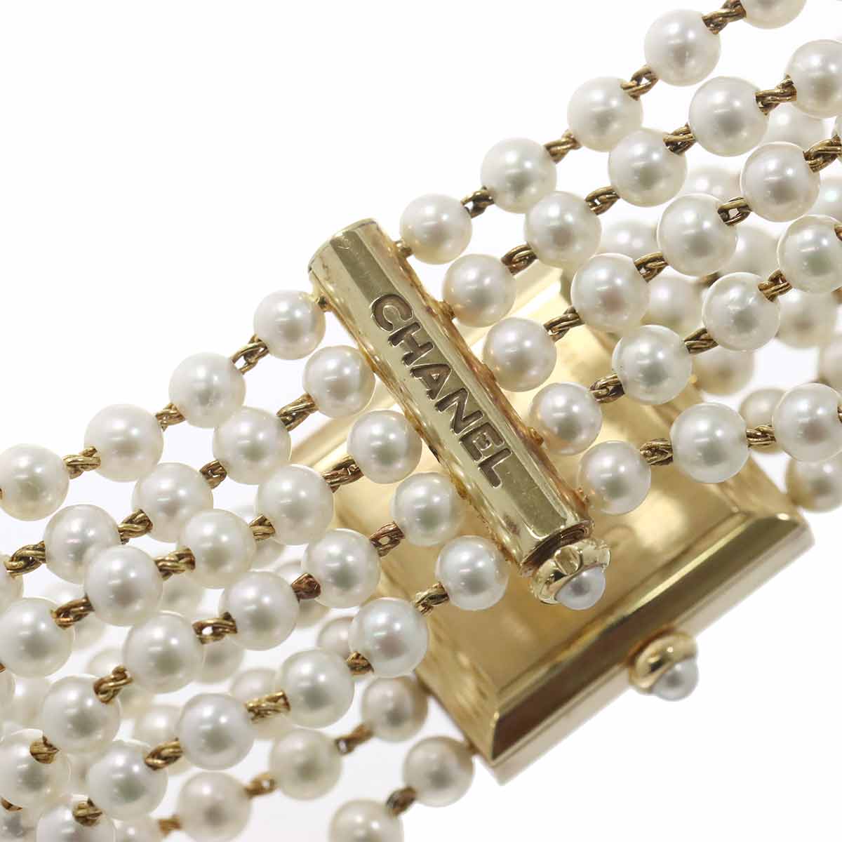 Mademoiselle Pearl Bracelet H0007 750 YG White Dial Ladies