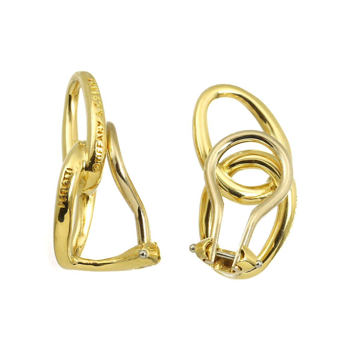 Double loop Earrings Clip on 18K Yellow Gold 750